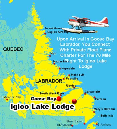 Fly from Goose Bay to Igloo Lake Lodge by float plane